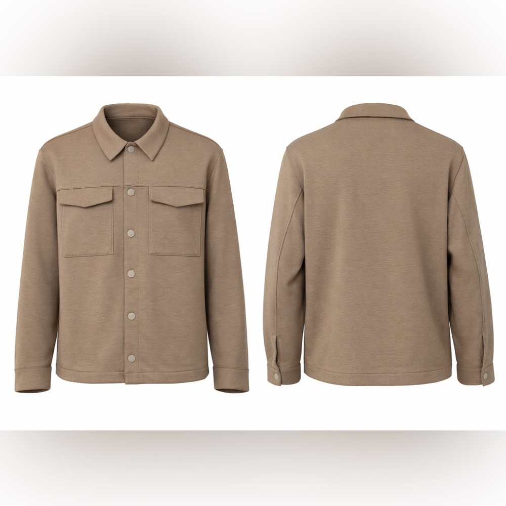 FLX Taupe Snap-Front Shacket Jacket | Stretch Knit |‎ Size M